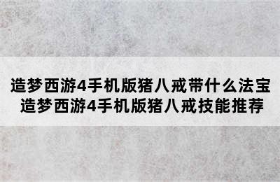 造梦西游4手机版猪八戒带什么法宝 造梦西游4手机版猪八戒技能推荐